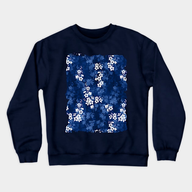 Sakura blossom in deep blue Crewneck Sweatshirt by adenaJ